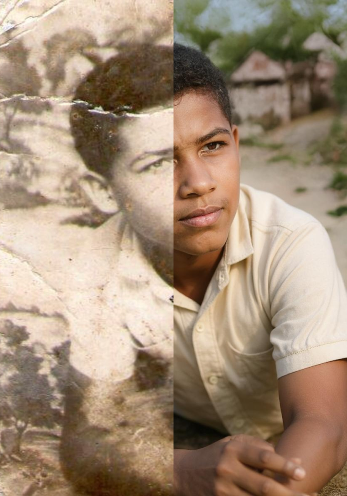 Antes e depois da restauração de foto